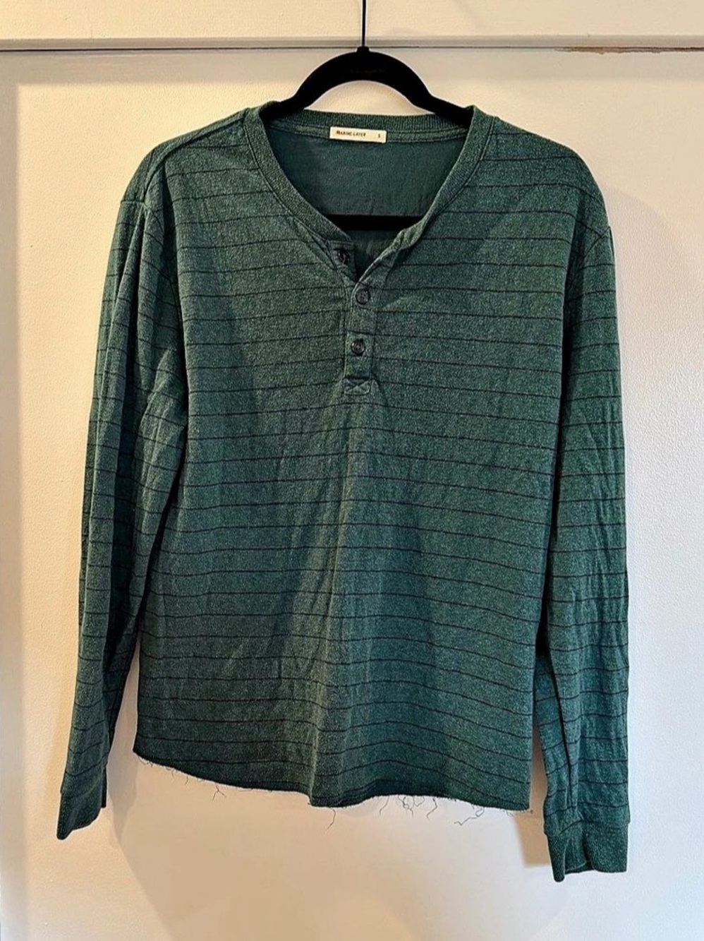 Marine Layer Striped Long Sleeve Tee in Green Size Small